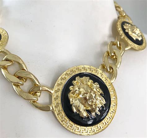 versace gold necklace price|authentic versace lion necklace.